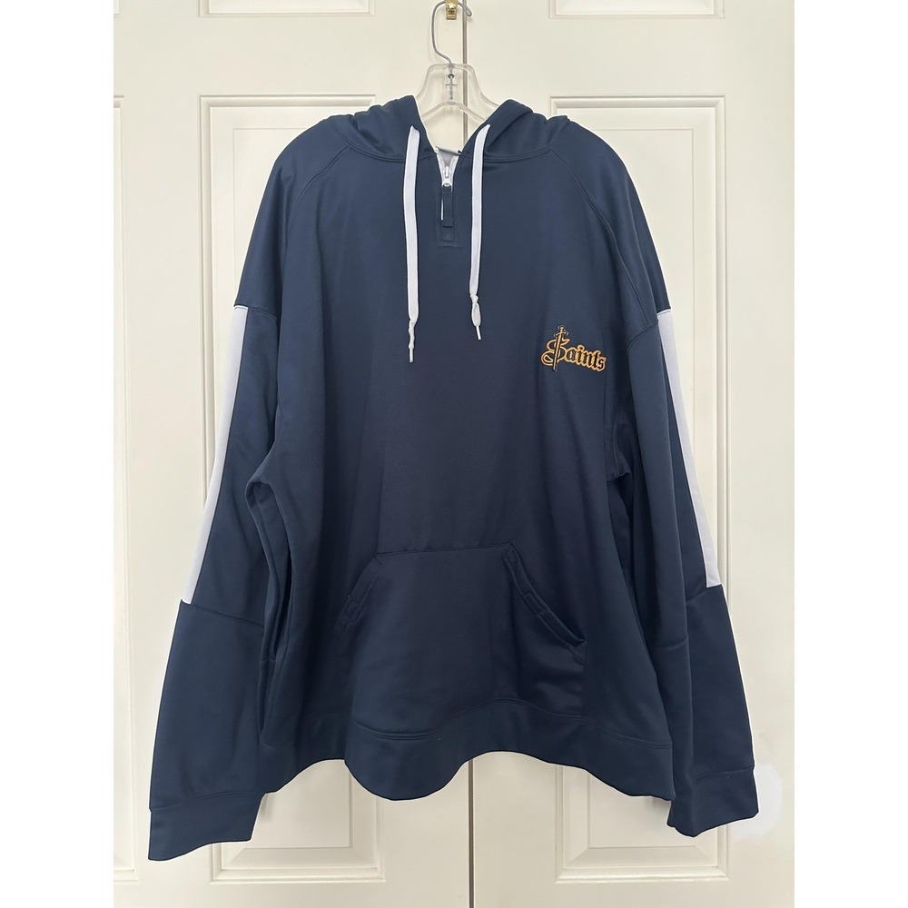 Saints Hoodie Mens 3XL Navy‎ Quarter Zip Pullover Kangaroo Pocket Badger Sport
